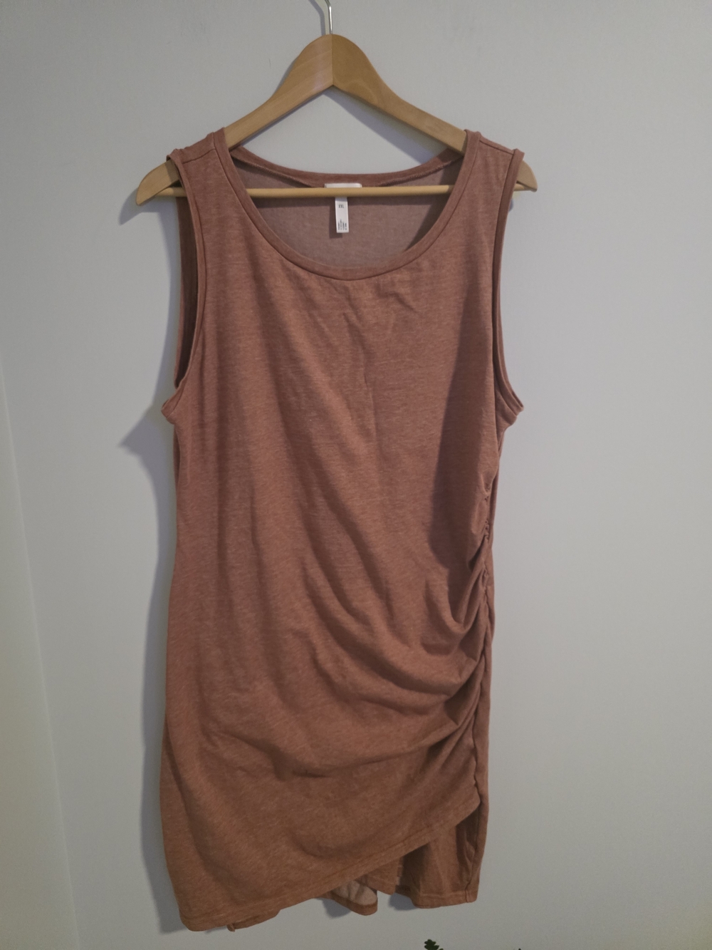 Leith Ruched Side Tank Dress Rust Brown XXL Sleeveless Stretch Casual